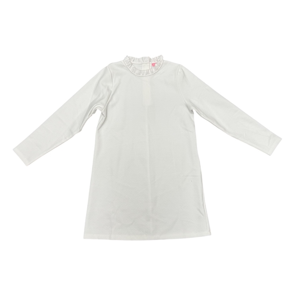 Bisby White Quilted Long Sleeve Ruffle Neck Dress